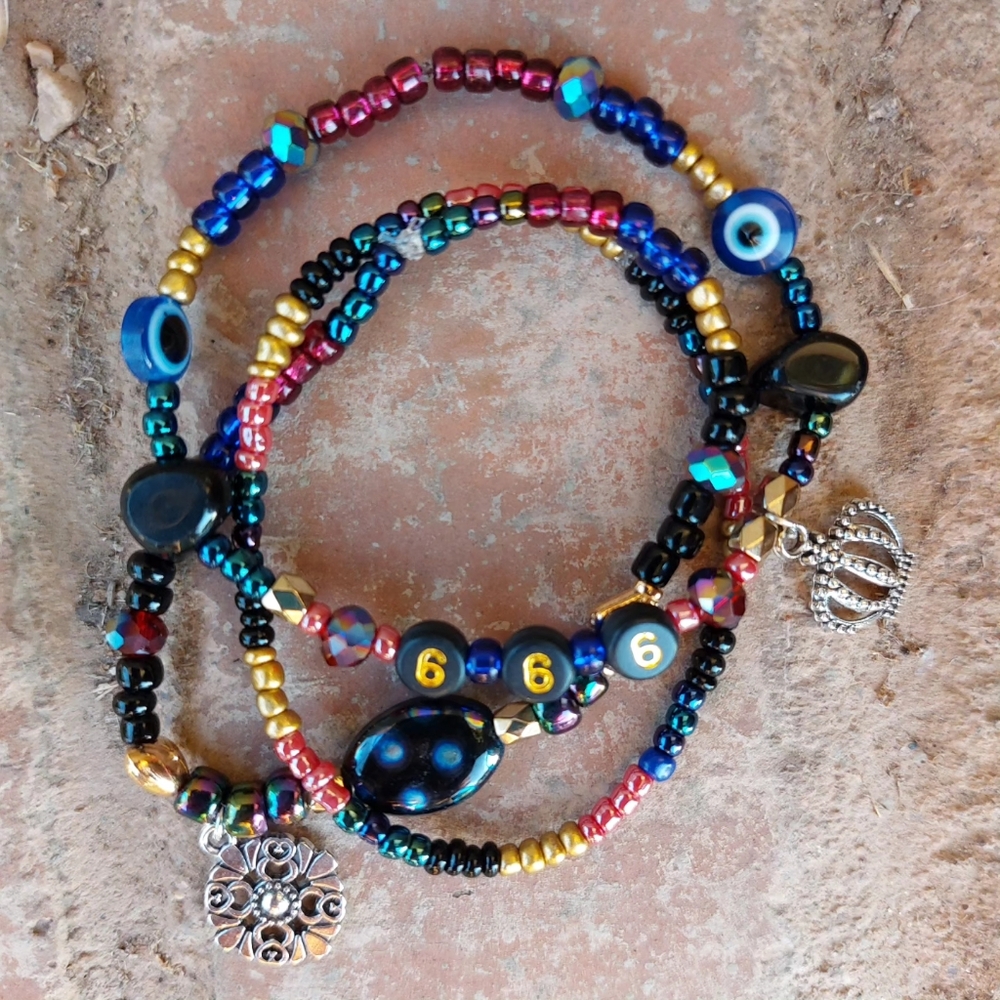 Handmade 👑666👑 angel number bracelet set